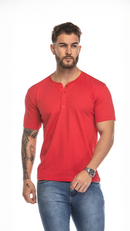 Camiseta Henley Masculina Básica Slim