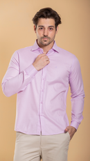 Camisa Social Masculina Slim Fit Rosa Claro