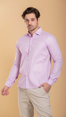 Camisa Social Masculina Slim Fit Rosa Claro