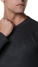 Suéter Tricô Liso Cinza Chumbo