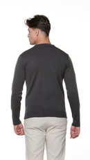 Suéter Tricô Liso Cinza Chumbo