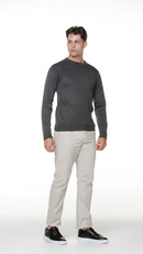 Suéter Tricô Liso Cinza Chumbo