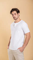 Camiseta Masculina Henley De Algodão Egípcio
