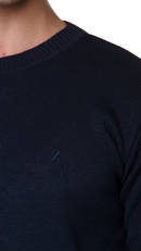 Suéter Tricô Liso Azul Marinho