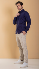 Camisa Social Masculina Slim Fit Azul Marinho