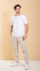 Camiseta Masculina Henley De Algodão Egípcio