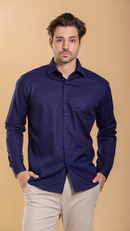 Camisa Social Masculina Slim Fit Azul Marinho
